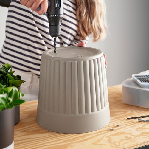 IKEA - FRAKENVAXT, aluminum pot, dark grey/beige, 24 cm