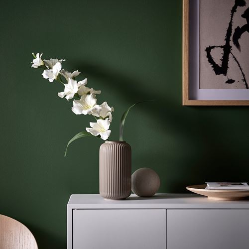 IKEA - STILREN, stoneware plant vase, dark grey/beige, 22 cm