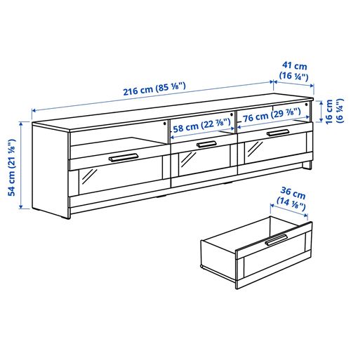IKEA - BRIMNES, tv sehpası, beyaz, 216x41x54 cm