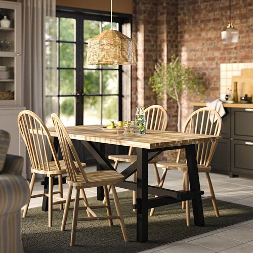 IKEA - SKOGSTA, mutfak masası takımı, akasya, 4 sandalyeli