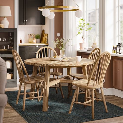 IKEA - SKOGSTA, mutfak masası takımı, akasya, 4 sandalyeli