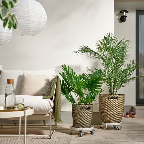 IKEA - OLIVBLAD, tekerlekli saksı altı, kırık beyaz, 32 cm