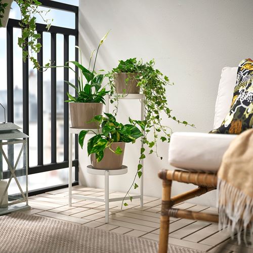 IKEA - OLIVBLAD, plant stand, off white, 58 cm