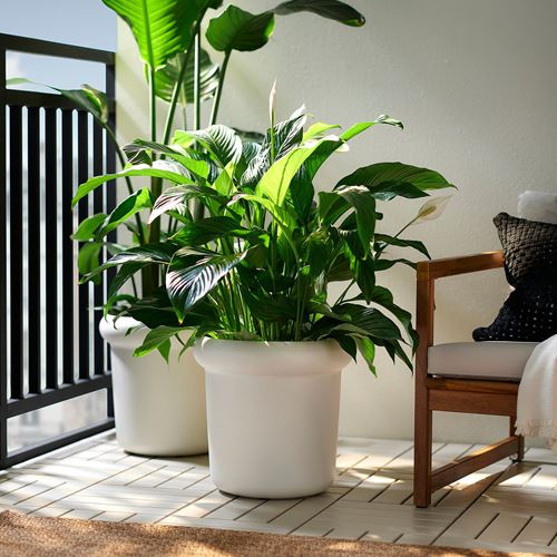 IKEA - MABARSBUSKE, steel plant pot, off white, 32 cm