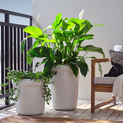 IKEA - MABARSBUSKE, steel plant pot, off white, 31 cm