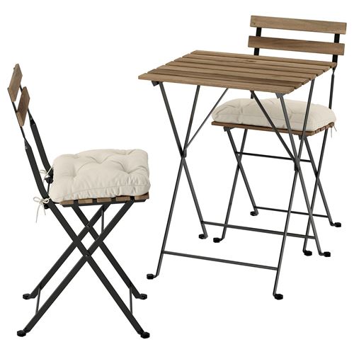 IKEA - TARNÖ, foldable table and foldable chair set, black-brown, 55x54 cm