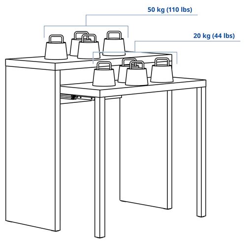 IKEA - LANGDHOPP, çekilebilir çalışma masası, beyaz, 90x39/71 cm
