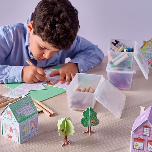 IKEA - GLIS, kapaklı kutu, şeffaf, 17x10 cm