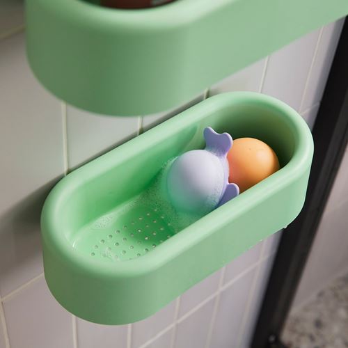 IKEA - HUMLESJÖN, basket with suction cup, light green, 26x13x7 cm