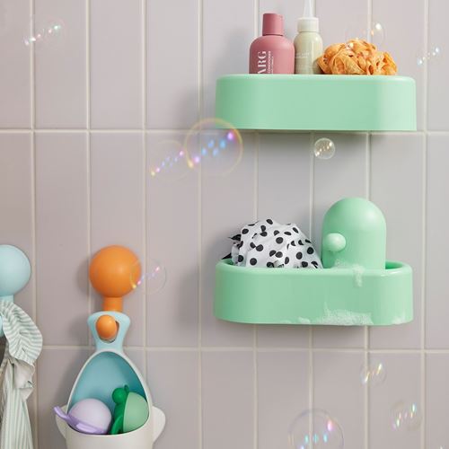 IKEA - HUMLESJÖN, basket with suction cup, light green, 26x13x7 cm