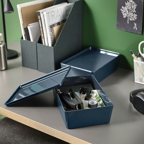 IKEA - KUGGIS, box, blue/black, 18x26x8 cm