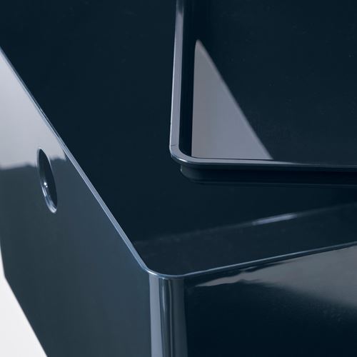 IKEA - KUGGIS, box with lid, blue/black, 26x35x15 cm
