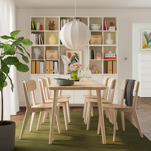 IKEA - LISABO, yemek masası, dişbudak kaplama, 6-8 kişilik
