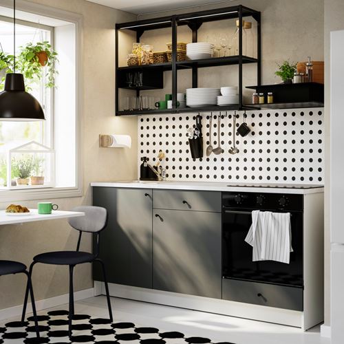IKEA - KNOXHULT, mutfak dolabı kombinasyonu, koyu gri, 180x61x220 cm