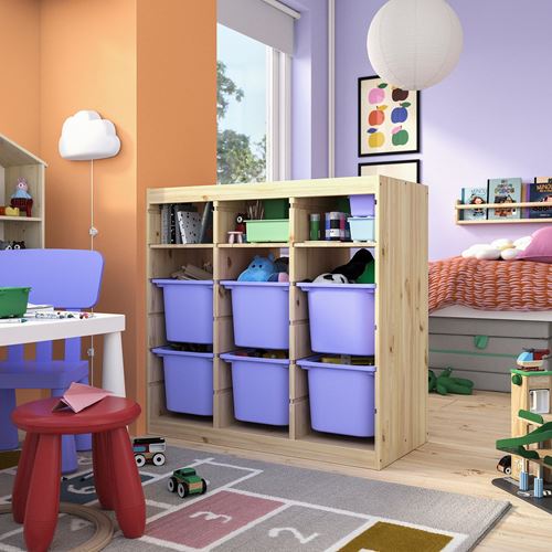 IKEA - TROFAST, storage-unit, pine-lilac, 93x44x91 cm