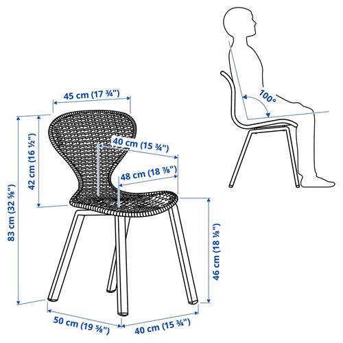 IKEA - SKALSTA, mutfak masası takımı, meşe görünümlü/siyah/gri-rattan, 4 sandalyeli