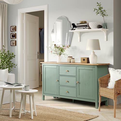 IKEA - HEMNES, console, grey-green-light brown stained, 157x88 cm