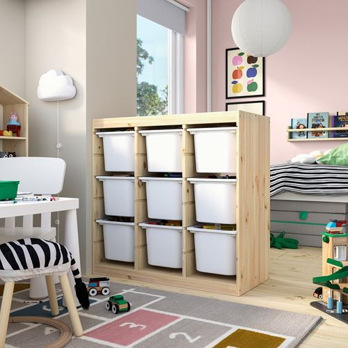 IKEA - TROFAST, storage-unit, pine/white, 93x44x91 cm