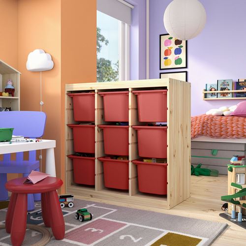 IKEA - TROFAST, storage-unit, pine-red, 93x44x91 cm