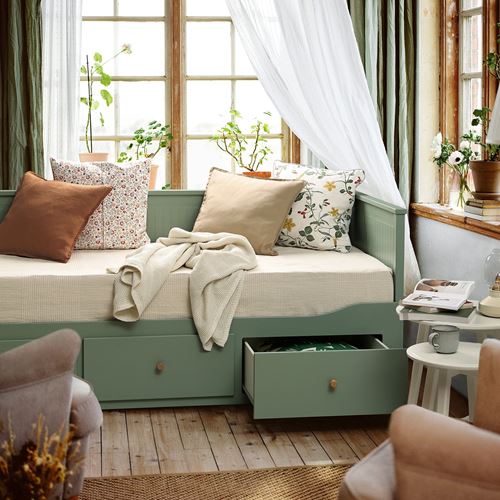 IKEA - HEMNES, day-bed, grey-green, 80x200 cm