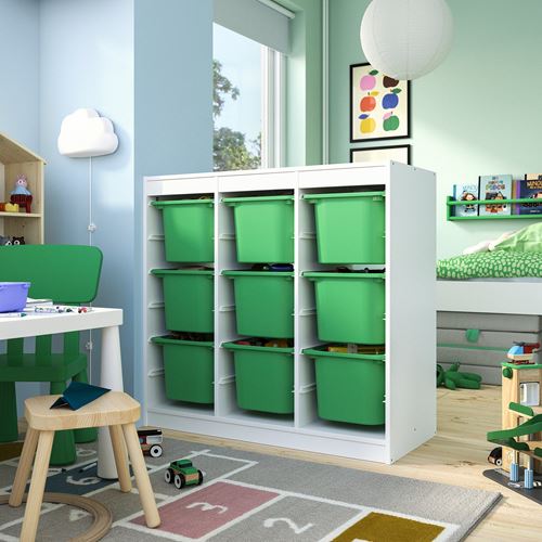 IKEA - TROFAST, storage-unit, white-bright green, 99x44x94 cm