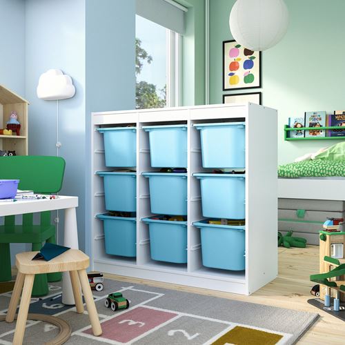 IKEA - TROFAST, storage-unit, white-light blue, 99x44x94 cm