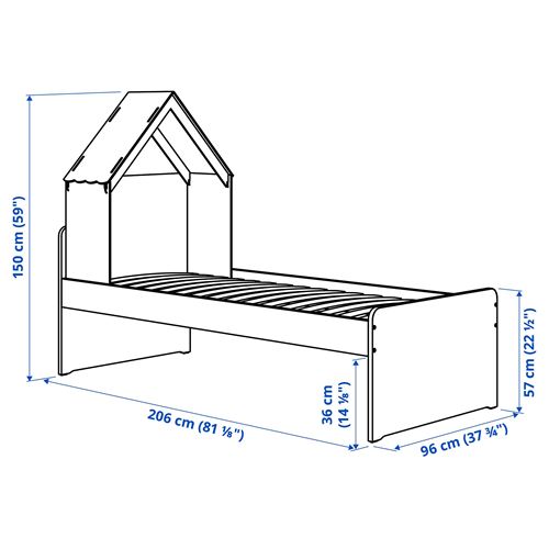 IKEA - SLAKT/LURÖY, single bed, white, 90x200 cm
