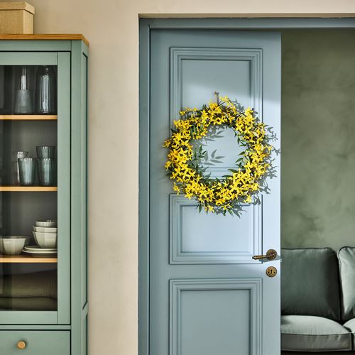 IKEA - SMYCKA, yapay çelenk, sarı, 50 cm