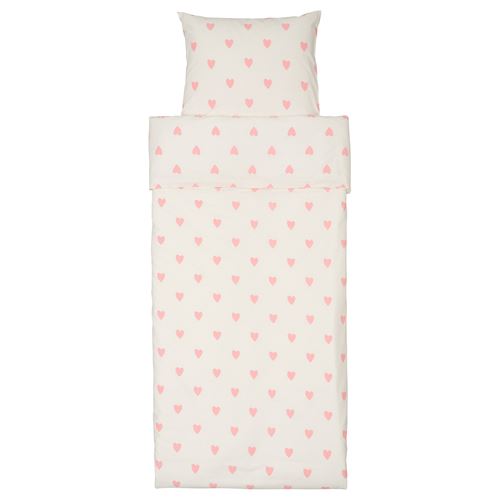 IKEA - BARNDRÖM, kids' bedding set, white/pink, 150x200/50x60 cm