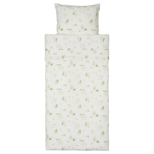 IKEA - BARNDRÖM, kids' bedding set, white/green, 150x200/50x60 cm