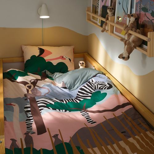 IKEA - SANDLÖPARE, çocuk nevresim takımı, çok renkli, 150x200/50x60 cm