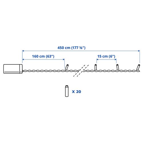 IKEA - GETKAL, aydınlatma zinciri, siyah, 4.5 m