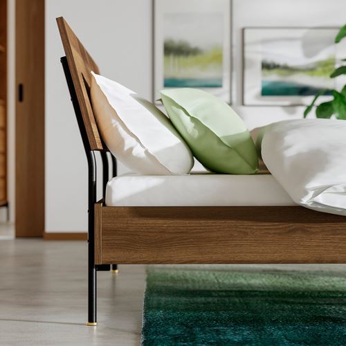 IKEA - RADMANSÖ, double bed, brown walnut effect, 140x200 cm