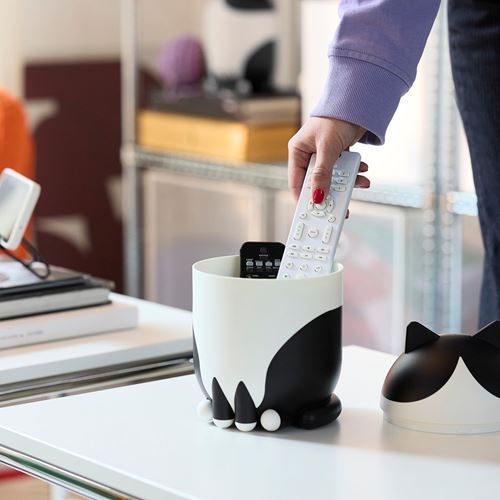 IKEA - GREJSIMOJS, kapaklı kutu, siyah-beyaz, 15x24 cm