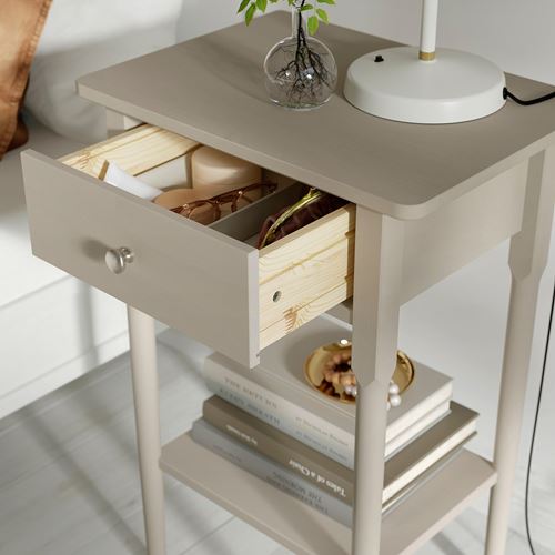 IKEA - BLASTASEN, bedside table, grey/beige, 50x37x76 cm