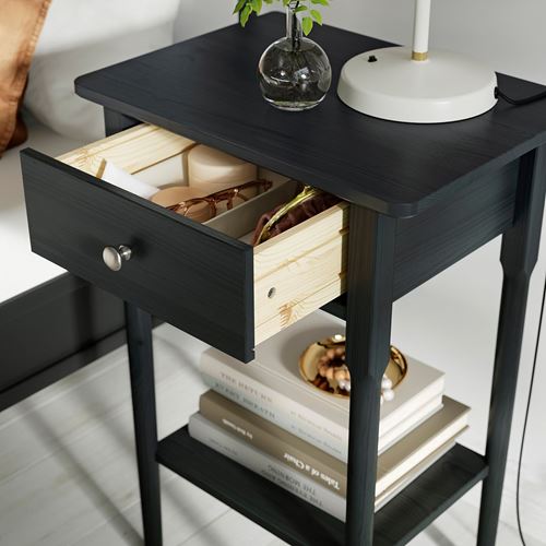 IKEA - BLASTASEN, bedside table, black, 50x37x76 cm