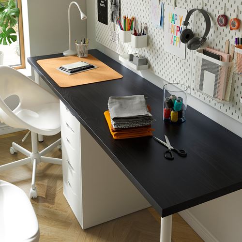 IKEA - LAGKAPTEN/ALEX, desk, black-brown-white, 200x60 cm