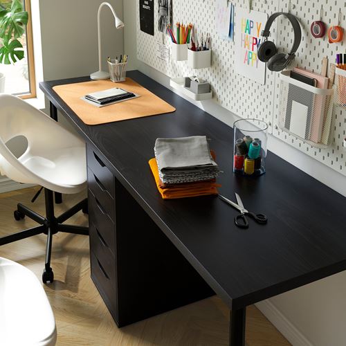 IKEA - LAGKAPTEN/ALEX, desk, black-brown/black, 200x60 cm