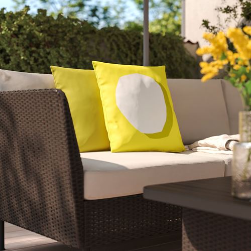 IKEA - GULLBERGSÖ/HJARTERÖ, kırlent seti, sarı/beyaz-sarı/yeşil, 50x50 cm