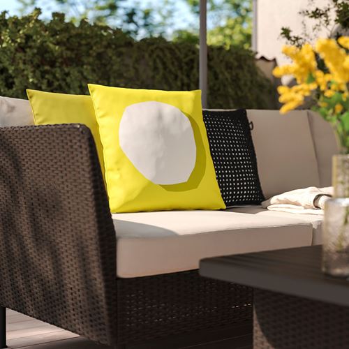 IKEA - GULLBERGSÖ/HJARTERÖ, lace pillow set, yellow/white-yellow/green-black, 50x50 cm