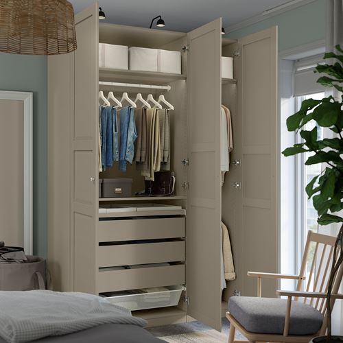 IKEA - PAX/TYSSEDAL, PAX gardırop, gri-bej, 150x60x236 cm