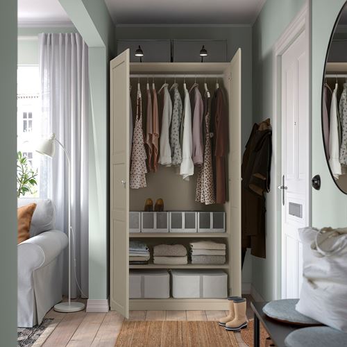 IKEA - PAX/TYSSEDAL, PAX gardırop, gri-bej, 100x60x201 cm