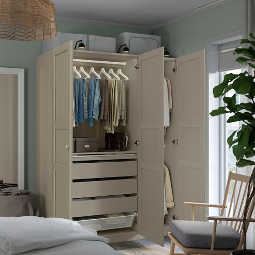 IKEA - PAX/TYSSEDAL, PAX wardrobe, grey/beige, 150x60x201 cm