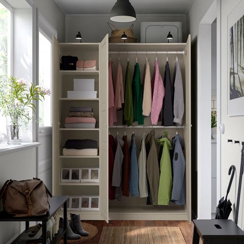 IKEA - PAX/TYSSEDAL, PAX gardırop, gri-bej, 150x58x201 cm