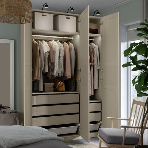 IKEA - PAX/TYSSEDAL, PAX gardırop, gri-bej, 150x60x236 cm