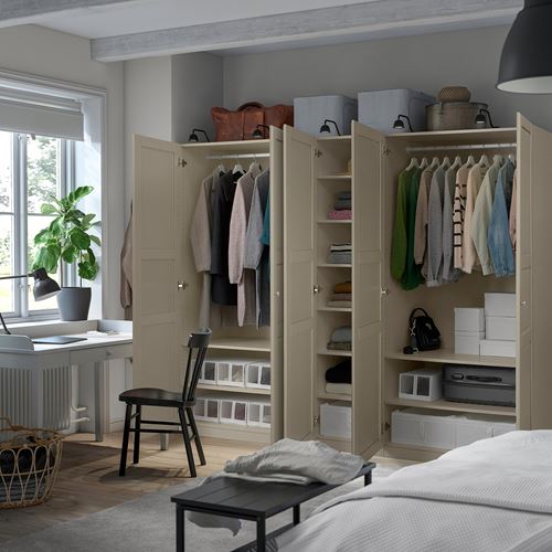 IKEA - PAX/TYSSEDAL, PAX gardırop, gri-bej, 250x60x201 cm