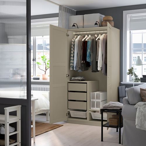 IKEA - PAX/TYSSEDAL, PAX gardırop, gri-bej, 100x60x201 cm