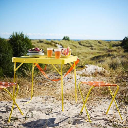 IKEA - STRANDÖN, foldable table, high-gloss yellow, 70x55 cm