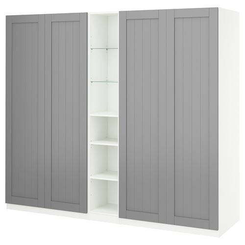 IKEA - PAX/GULLABERG, PAX wardrobe, white/grey, 235x60x201 cm