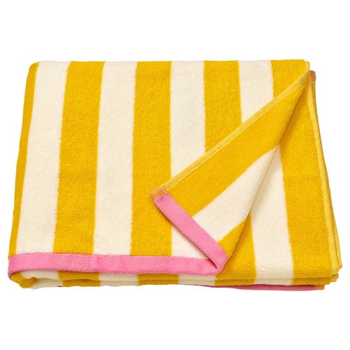 IKEA - SLANHÖSTMAL, bath sheet, White-yellow stripes, 70x140 cm